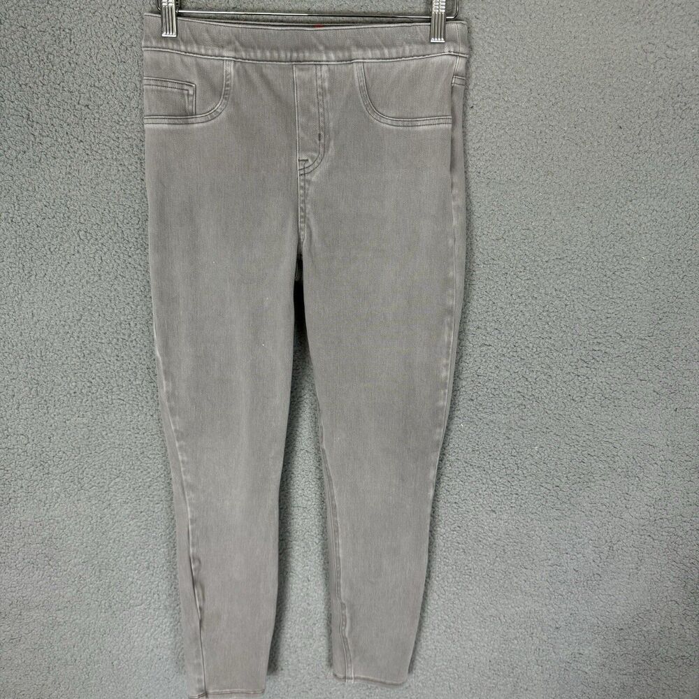 Spanx Pants Women's M Grey Twill Stretch Skinny Leg Ankle